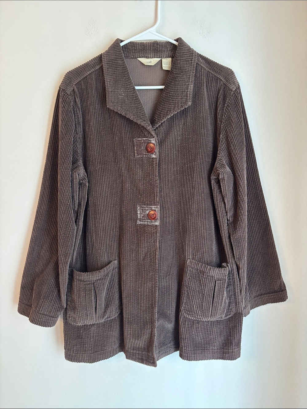 J. Jill vintage Corduroy velvet oversized Button-Front Jacket chocolate Brown MD